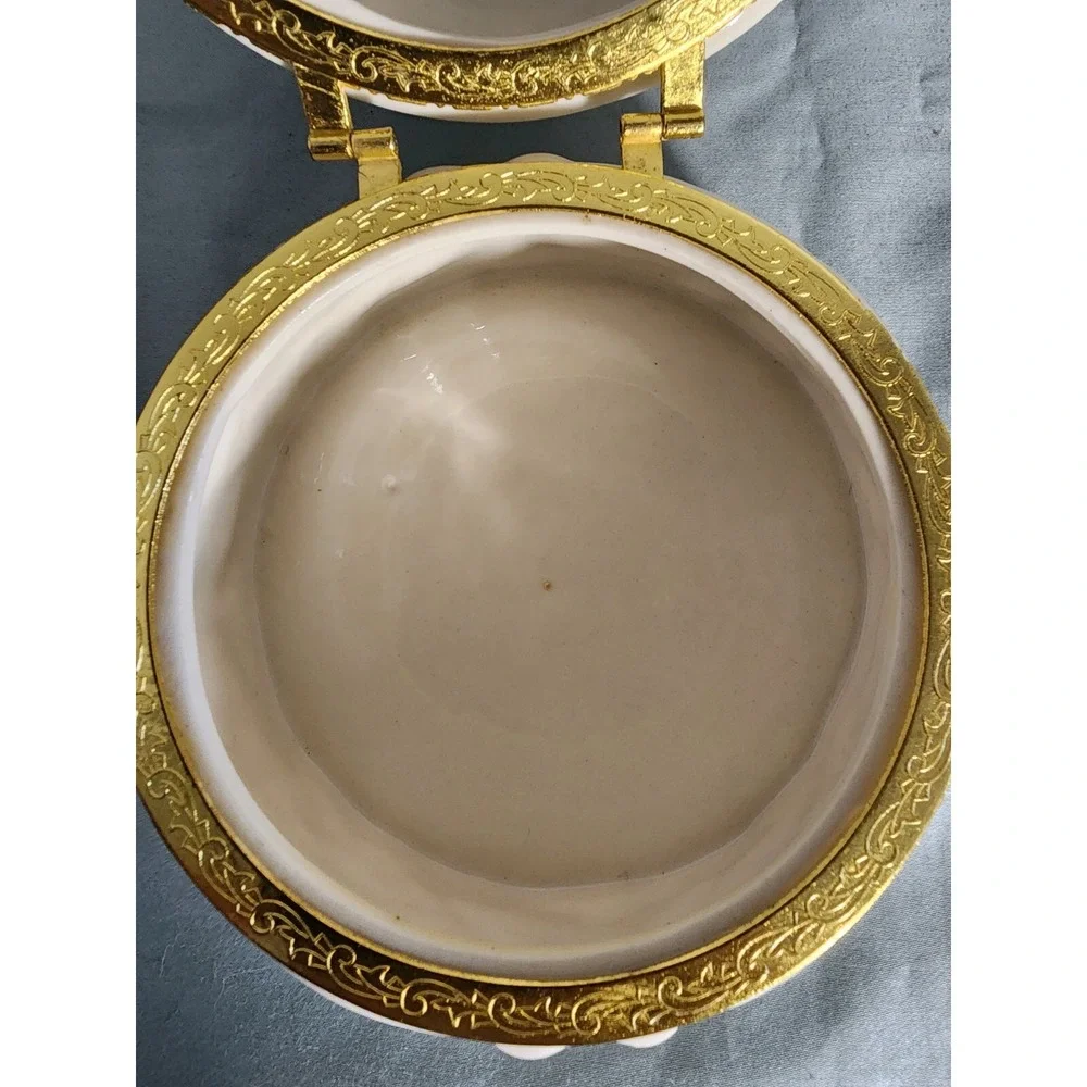 Angel Cherub Bird Figurine‎ Trinket / Jewelry Box With Gold Trim